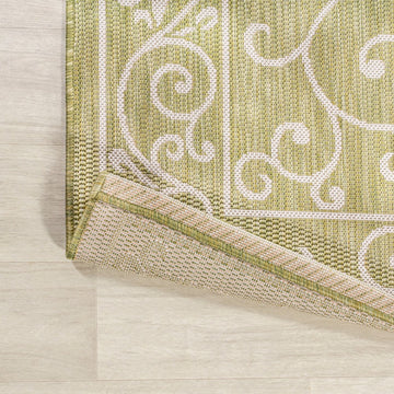 Charleston Vintage Filigree Textured Weave Indoor/outdoor Round Rug